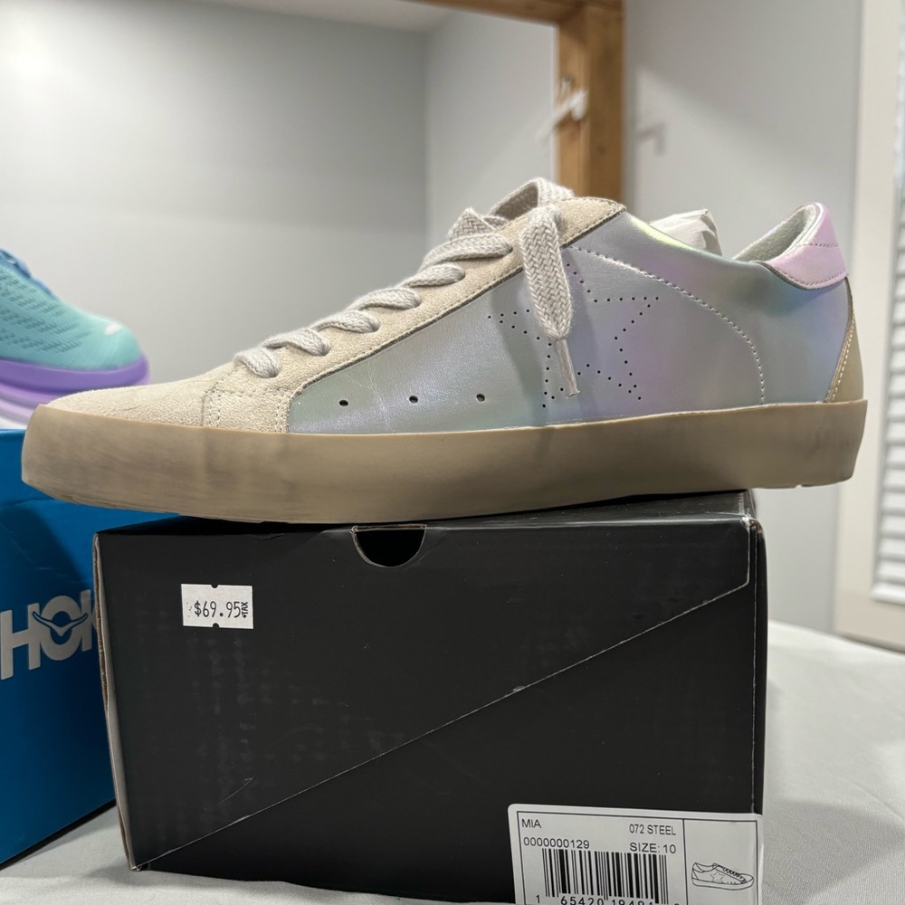 Shu Shop brand. New in box. Size 10. Shiny iridescent color